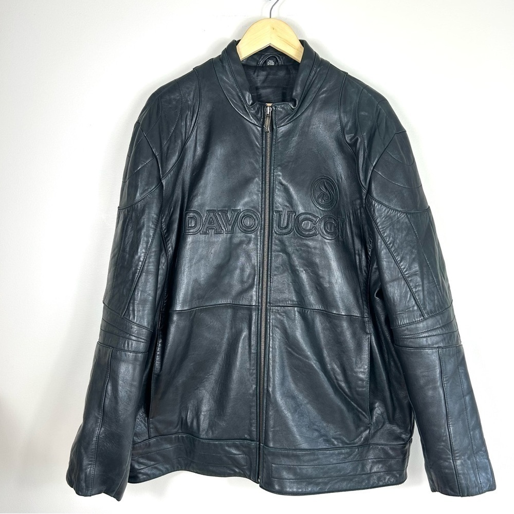 Vintage Davoucci Bomber Biker Genuine Leather Jacket XL